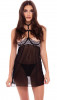 Сорочка с открытым лифом и чокером Out Front Lace & Mesh Chemise, черный