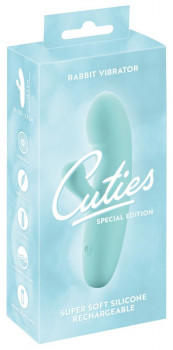 Бирюзовый мини-вибратор с клиторальным отростком Rabbit Vibrator - 15,5 см.