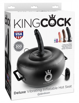 Чёрный надувной пуф с 3 сменными насадками разного цвета и размера Deluxe Vibrating Inflatable Hot Seat